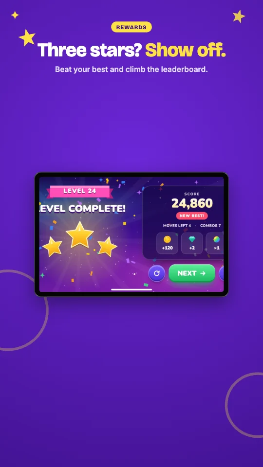Arcade template on an Android tablet screenshot