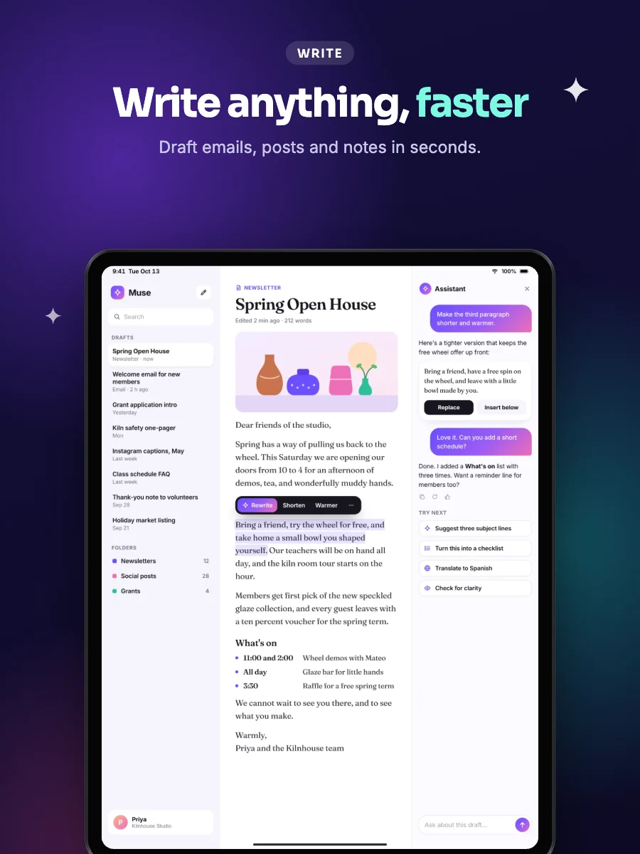 Aurora template on an iPad screenshot