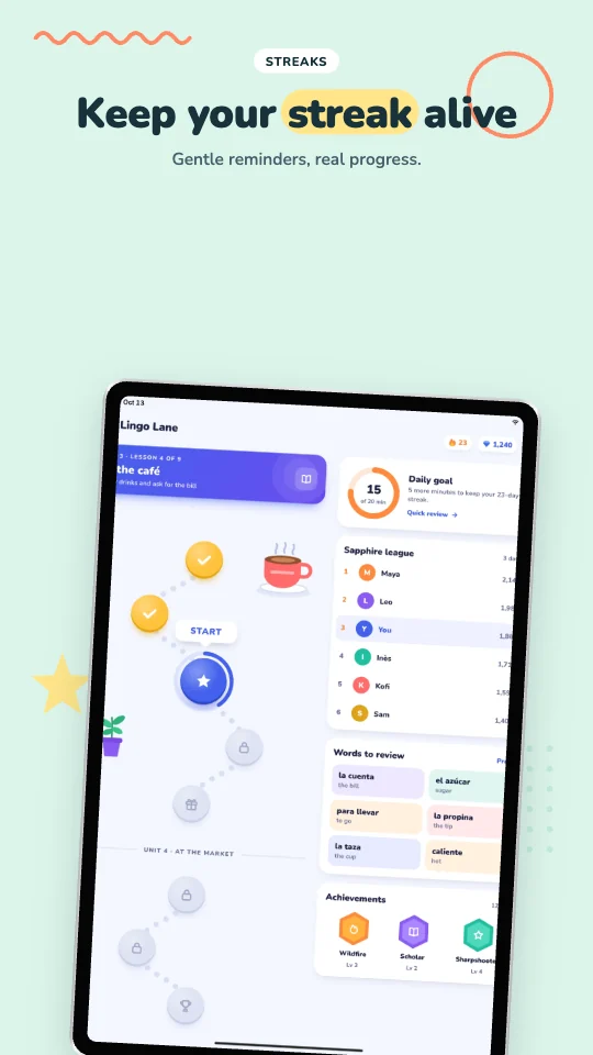 Chalk template on an Android tablet screenshot