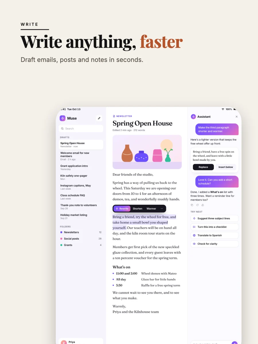 Editorial template on an iPad screenshot