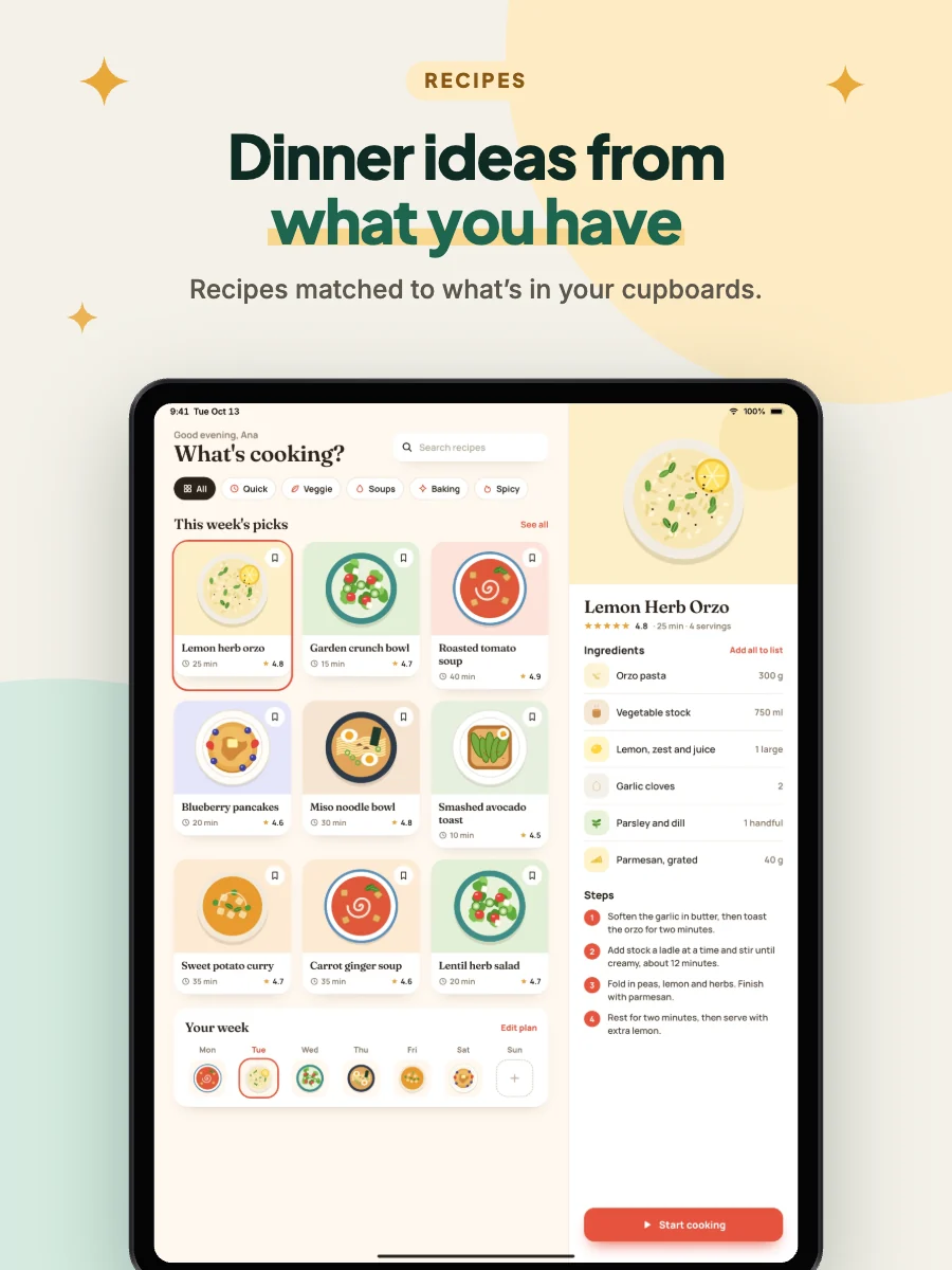 Linen template on an iPad screenshot