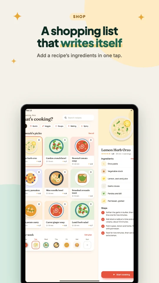 Linen template on an Android tablet screenshot