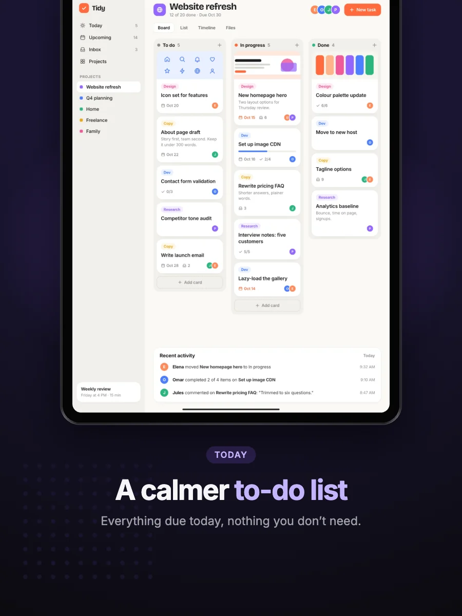 Midnight template on an iPad screenshot