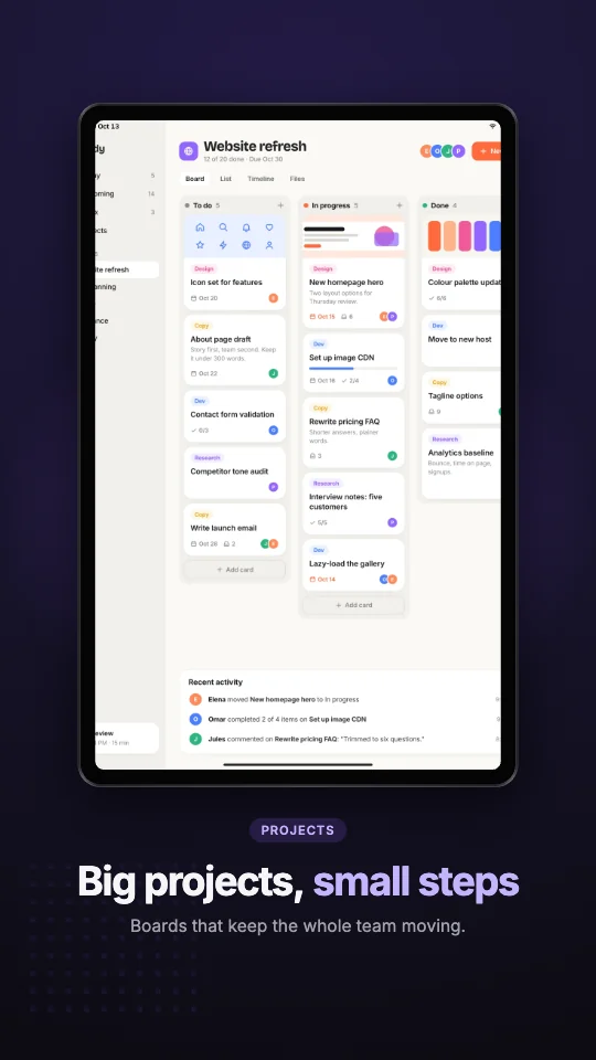 Midnight template on an Android tablet screenshot