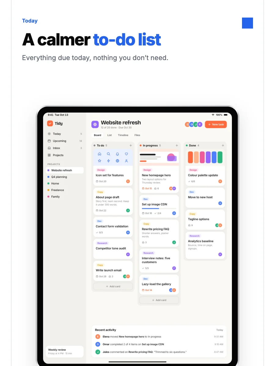Swiss template on an iPad screenshot