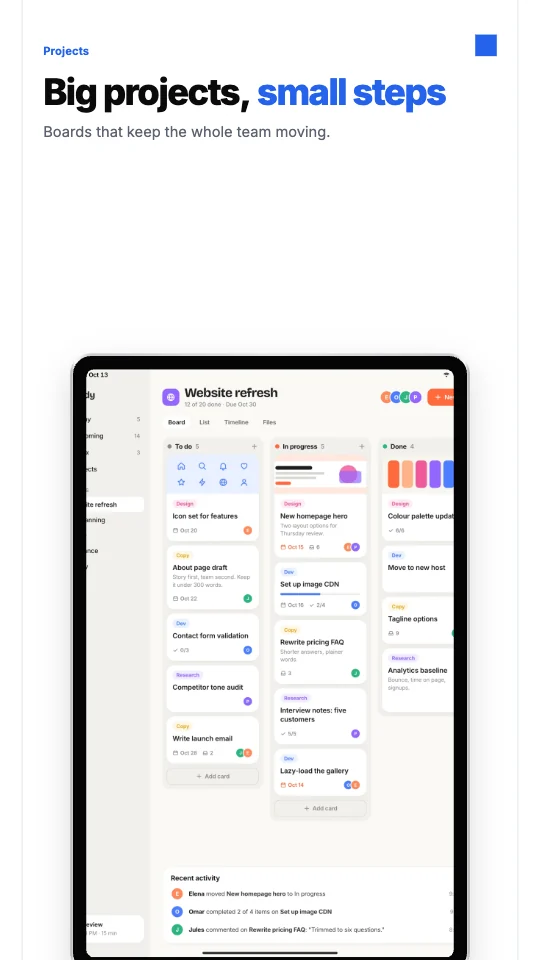 Swiss template on an Android tablet screenshot