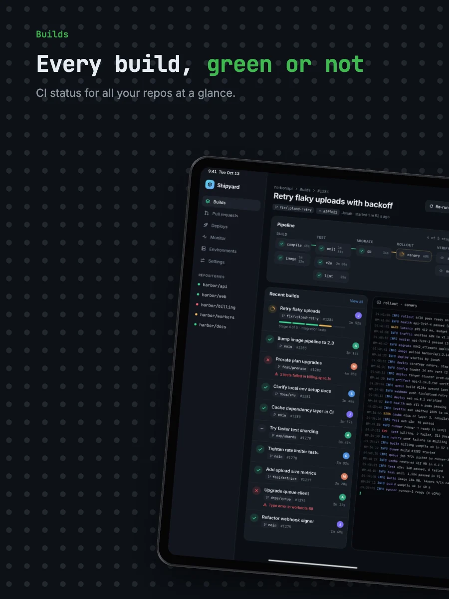 Terminal template on an iPad screenshot